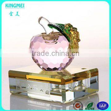 Gold Leaves Glass Apple With Mirror Base for Car Decoration photo-2