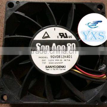 9GV0812K401 80*80*25mm 0.87A 3wire DC12V The amount of wind Server fan