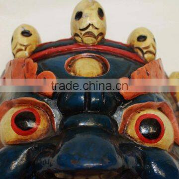 Hand Crafted Wooden Mask of Bhairab Mahakal Wall Hanging Made In Nepal photo-3
