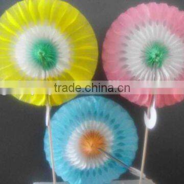 mixed colours big honeycomb fan decoration cocktail sticks