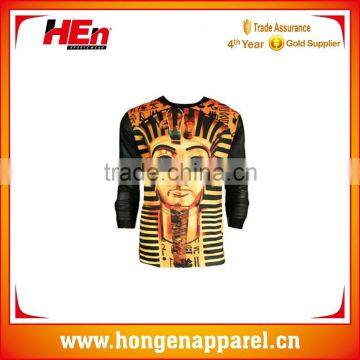 Hongen apparel Custom design long sleeve sublimation printing t shirt made in china