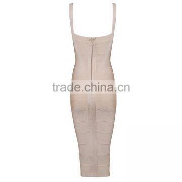 Longer 2015 New Fashion HL Knee Length Spaghetti Strap Bodycon Bandage Dress Club Night Dress Wholesale photo-4