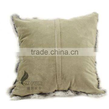 CX-D-17A Super Quality Winter Genuine Tibetan Sheep Rabbit Fur Decorative Pillow Case photo-4