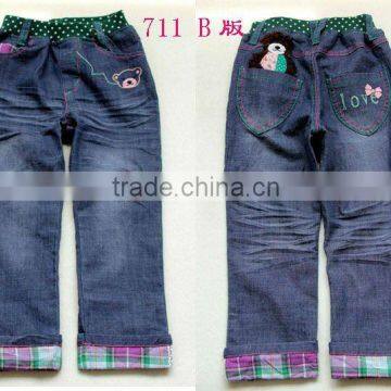 Hot-selling latest blue Cotton tight jeans for baby girls