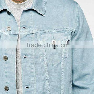 Custom Jacket Light Blue Fashion Style Denim Casual Jacket OEM Factory photo-3