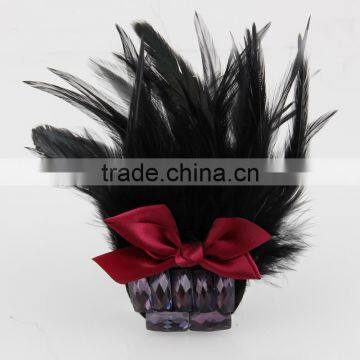 Trendy Bowknot Rhinestone Inlaid Brooches Feather Embellished Dual-use Hairpin Brooch for Costume Jewelry photo-6