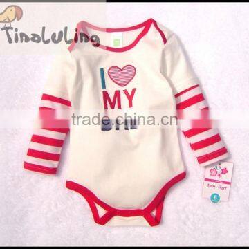 wholesale girls red I love my Mom long sleeve baby bodysuit, baby winter romper