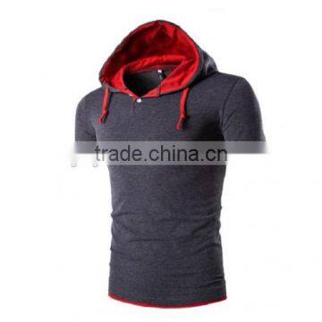 Latest Shirt Designs for Men Plain Fashion Sport Tshirt With Hood photo-5