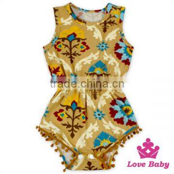 2LLY-090 Lovebaby Punjabi Suits Online Printed Pattern Sleeveless Pom Pom Romper photo-5