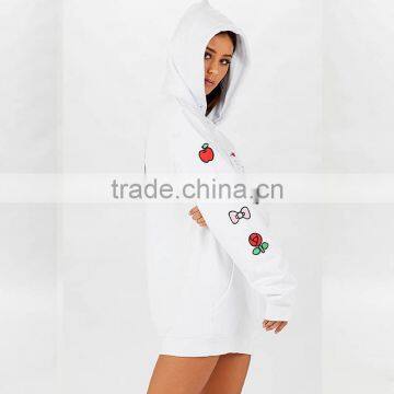 Cute off White Hoodie Custom Logo Ladies Long Sleeve Hoodie With Prints photo-2