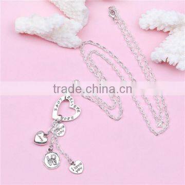 New Fashion Antique Silver Heart Pendants " I Love you & BELIEVE LOVE HOPE & Love" Carved Link Cable Chain Handmade Necklace