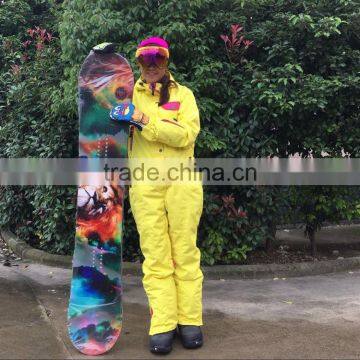 wholesale yellow women ski overall snowboarding ski suits made in China