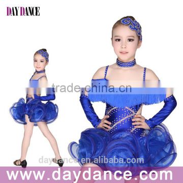 Children Ballroom Dance Wear Fringed Girls Competition Dance Dress