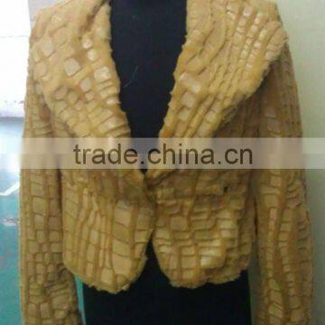 yellow fake mink fur women coat