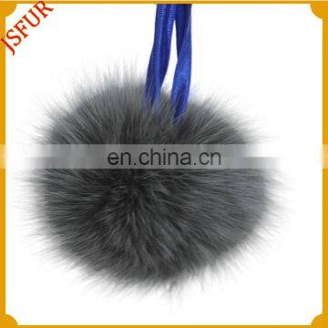 Grey Color Accessory For Hair Wholesale Fox Fur Pompom Hair Ring