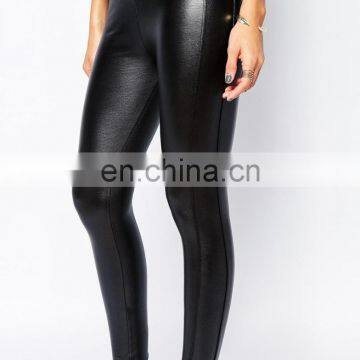 2016 Women Skinny Tight Black Stretch PU Leather Pants photo-3