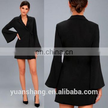 2017 sexy women black long sleeve blazer dress