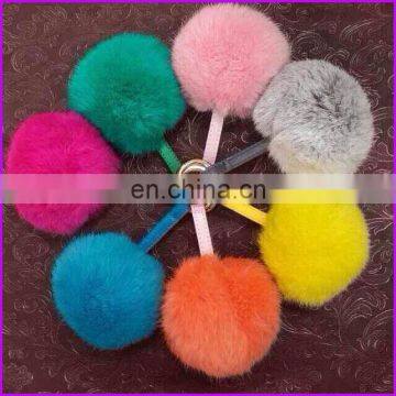 Real Fur Bag Accessories Hotsale Rabbit Fur Pom Pom Keychain