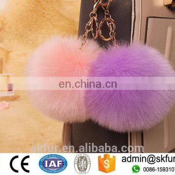 Colorful faux fur pompom keychain