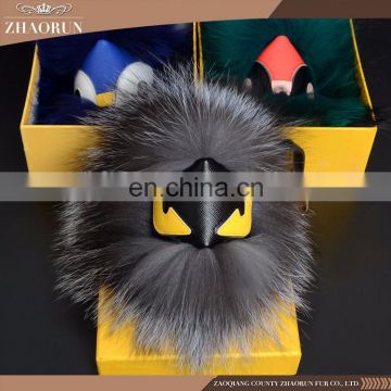 Home decorations emoji keychain fox fur key chain owl fur keychain