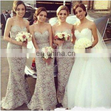 Real Pictures Gray Elegant Sweetheart Sleeveless Backless Mermaid Floor Length Bridesmaid Dress Patterns