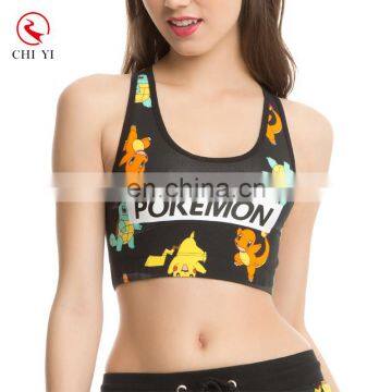 OEM Custom Cute Pokemon Cartoon Sports bra Teen Girls Fitness Top