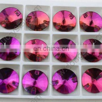 Fuchsia Artificial Sew On Stones Back Silver Foiled For Garment Accessories