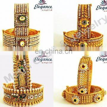 One gram gold plated bangle set - South india gold plated kada set - Wedding wear bangles - Wholesale traditional bangle