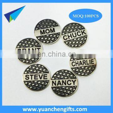 Metal engraved ball marker with different name