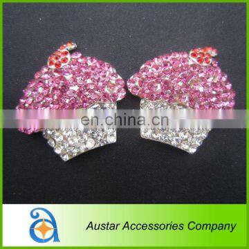 Cupcake Rhinestone Crystal Buckle,Rhinestone ribbon slider button embellishment