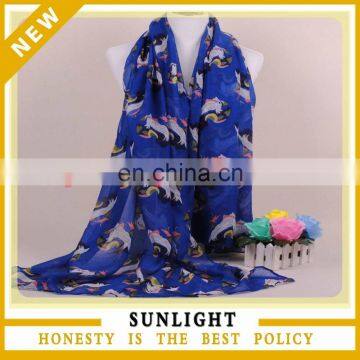 New Style Spring Print Knitted Silk Voile Scarf Women Fashion Scarf