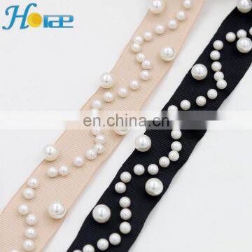 New Arrival Ribbon Trimming Decorative Lace Trim With Pearls for Garment photo-4