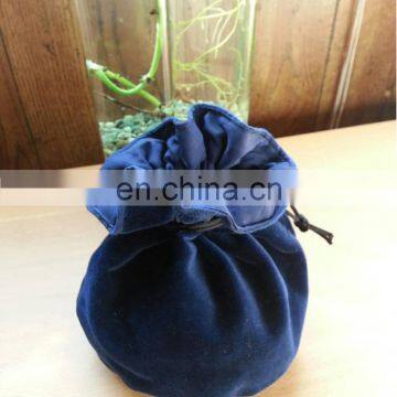 high quality blue round bottom velvet pouch for jewelry