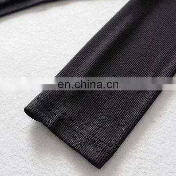 Custom Logo Women Autumn Winter Under Wear Long Sleeve Crew Neck Ribbed Knitted Fabric Outfit Bodysuit photo-6