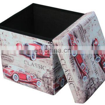Customized Fashionable Living Room Furniture Classic Car Foldable Storage Ottoman Sofa Stool Boxes