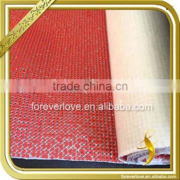 Red crystal beads trimming hotfix rhinestone crystal mesh sheet 24cmx40cm FRM-164                        
                                                                                Supplier's Choice