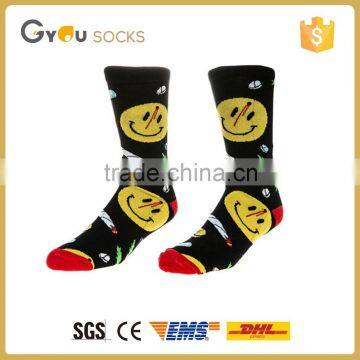 Men's cotton tube socks in high quality/new design cotton Cute tube socks with Smail Face