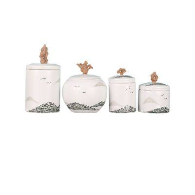 Chinese Modern Simple Landscape Elegant Ceramic Vase With Lid For Hotel Office Decor photo-5