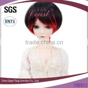 short straight black and red bob cut 1\3 BJD doll wigs