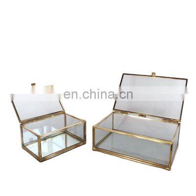 small glass box Custom Design Small Gold Jewelry Ring Box Accessories jewellery box glass For Collections