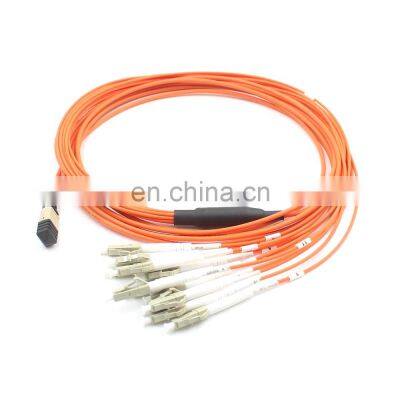 12 Cores MPO to LC Female Male Optical Fiber Patchcord Multi mode OM4 Fiber Optic Patch cord