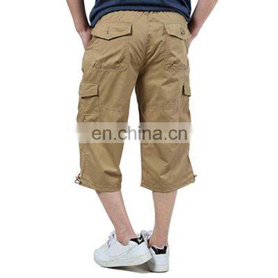 Men's Casual Twill Elastic Cargo Shorts Below Knee Loose Fit Long Shorts photo-2