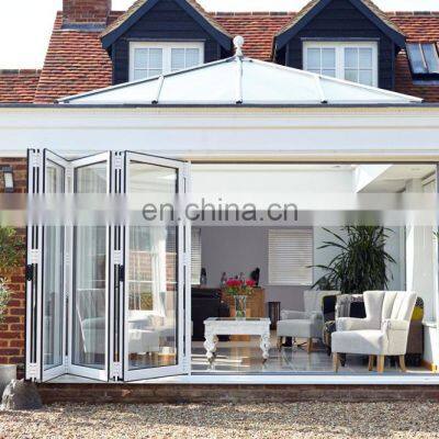 2021 Popular Villa Entrance Style Interior Aluminum Frame BI-folding Sliding Tempered Glass and Handles Door