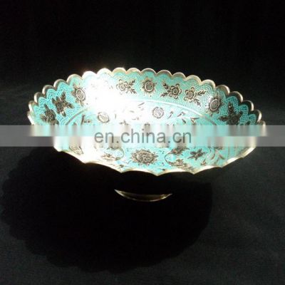 handmade sky blue color brass bowl