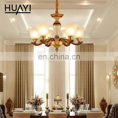 HUAYI New Product Luxury Kiln Ceramics Glass Cover Drawing Room Restaurant Modern LED Hanging Chandelier
