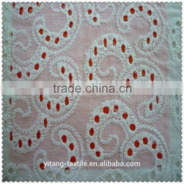 white embroidering cotton fabric