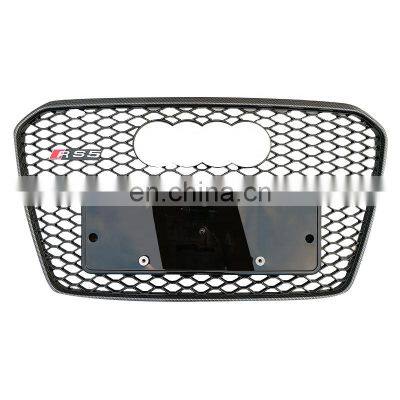 RS5 front bumper grille for Audi A5 S5 B85 carbon fiber Chrome black high quality center honeycomb mesh grill  2012-2016