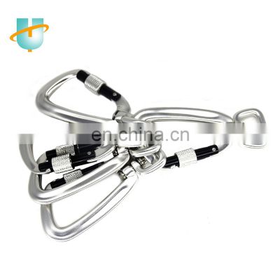 Best Selling Aluminum Alloy Steel D Shape locking Hanging Rock Climbing 4KN Hook Carabiner for Dog Leashes