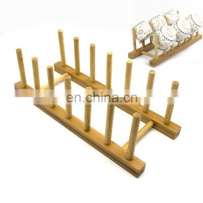 Bamboo Dish Drying Rack Kitchen Plate Storage Stand Plate Rack Holder Coffee Mug Cup Holder Wooden Tableware photo-5