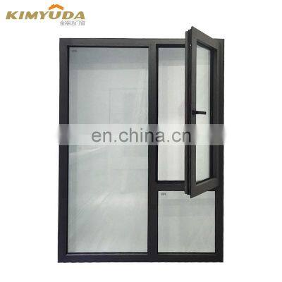 Double Glazed Tempered Glass Windows French Aluminum Frame Casement Window For Home Villa